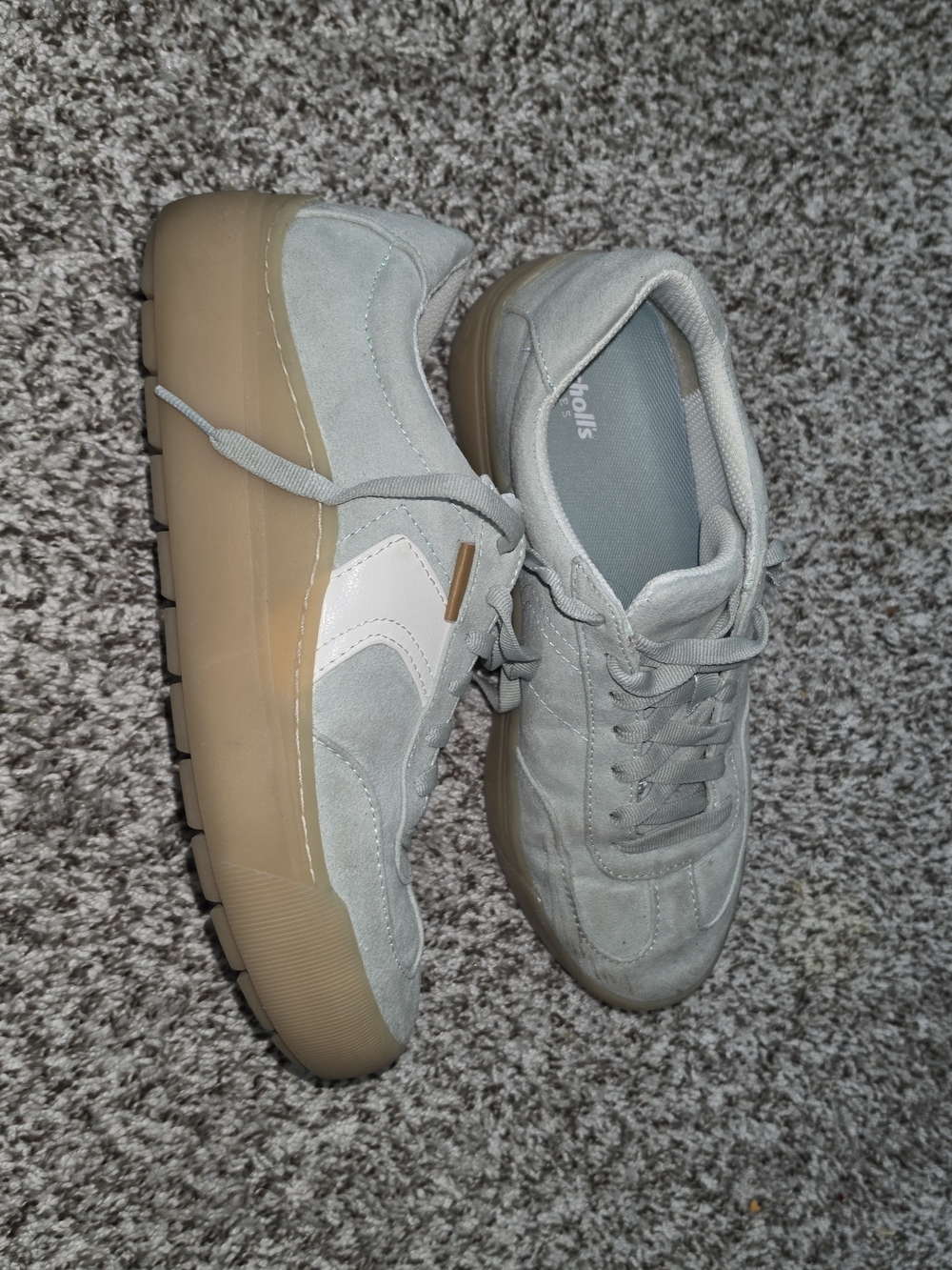 Dr. Scholl's Light Gray Suede Platform Sneakers with Gum Sole